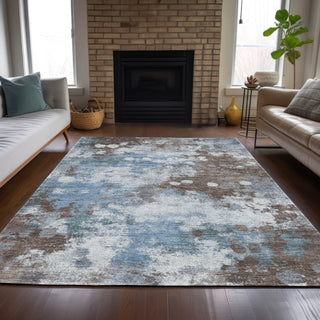 Piper Looms Chantille Abstract ACN2114 Brown Machine Washable Area Rug Lifestyle Image Feature