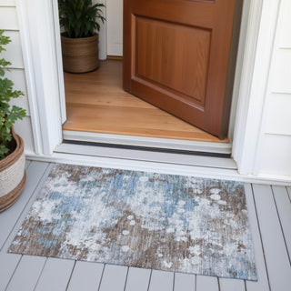 Piper Looms Chantille Abstract ACN2114 Brown Machine Washable Area Rug Scatter Outdoor Lifestyle Image Feature