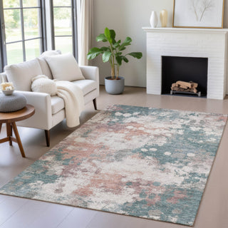 Piper Looms Chantille Abstract ACN2114 Coral Machine Washable Area Rug Lifestyle Image Feature