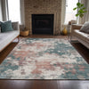 Piper Looms Chantille Abstract ACN2114 Coral Machine Washable Area Rug Lifestyle Image Feature