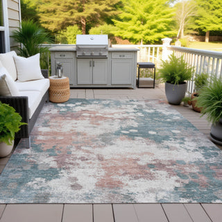 Piper Looms Chantille Abstract ACN2114 Coral Machine Washable Area Rug Outdoor Lifestyle Image Feature