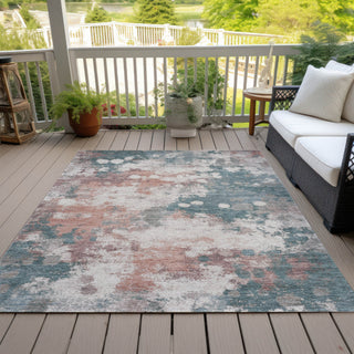 Piper Looms Chantille Abstract ACN2114 Coral Machine Washable Area Rug Outdoor Lifestyle Image Feature