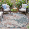 Piper Looms Chantille Abstract ACN2114 Coral Machine Washable Area Rug Round Outdoor Lifestyle Image Feature