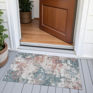 Piper Looms Chantille Abstract ACN2114 Coral Machine Washable Area Rug Scatter Outdoor Lifestyle Image Feature