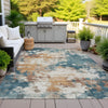 Piper Looms Chantille Abstract ACN2114 Teal Machine Washable Area Rug Outdoor Lifestyle Image Feature