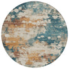 Piper Looms Chantille Abstract ACN2114 Teal Machine Washable Area Rug Round Main Image