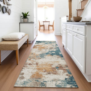 Piper Looms Chantille Abstract ACN2114 Teal Machine Washable Area Rug Runner Lifestyle Image Feature