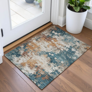 Piper Looms Chantille Abstract ACN2114 Teal Machine Washable Area Rug Scatter Lifestyle Image Feature