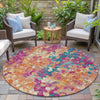 Piper Looms Chantille Abstract ACN2115 Blush Machine Washable Area Rug Round Outdoor Lifestyle Image Feature