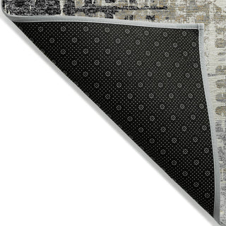 Piper Looms Chantille Geometric ACN2116 Black Machine Washable Area Rug Backing Image