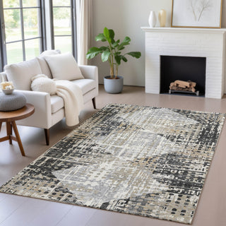 Piper Looms Chantille Geometric ACN2116 Black Machine Washable Area Rug Lifestyle Image Feature