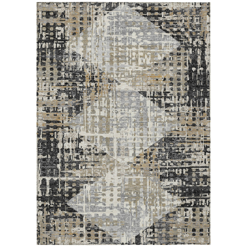 Piper Looms Chantille Geometric ACN2116 Black Machine Washable Area Rug main image