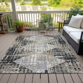 Piper Looms Chantille Geometric ACN2116 Black Machine Washable Area Rug Outdoor Lifestyle Image Feature
