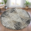 Piper Looms Chantille Geometric ACN2116 Black Machine Washable Area Rug Round Lifestyle Image Feature