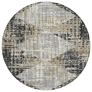 Piper Looms Chantille Geometric ACN2116 Black Machine Washable Area Rug Round Main Image