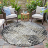 Piper Looms Chantille Geometric ACN2116 Black Machine Washable Area Rug Round Outdoor Lifestyle Image Feature