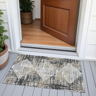 Piper Looms Chantille Geometric ACN2116 Black Machine Washable Area Rug Scatter Outdoor Lifestyle Image Feature