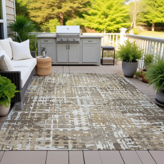 Piper Looms Chantille Geometric ACN2116 Brown Machine Washable Area Rug Outdoor Lifestyle Image Feature