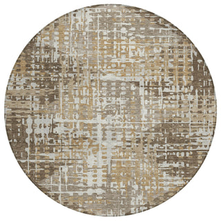 Piper Looms Chantille Geometric ACN2116 Brown Machine Washable Area Rug Round Main Image