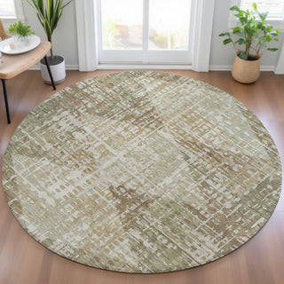 Piper Looms Chantille Geometric ACN2116 Fern Machine Washable Area Rug Round Lifestyle Image Feature