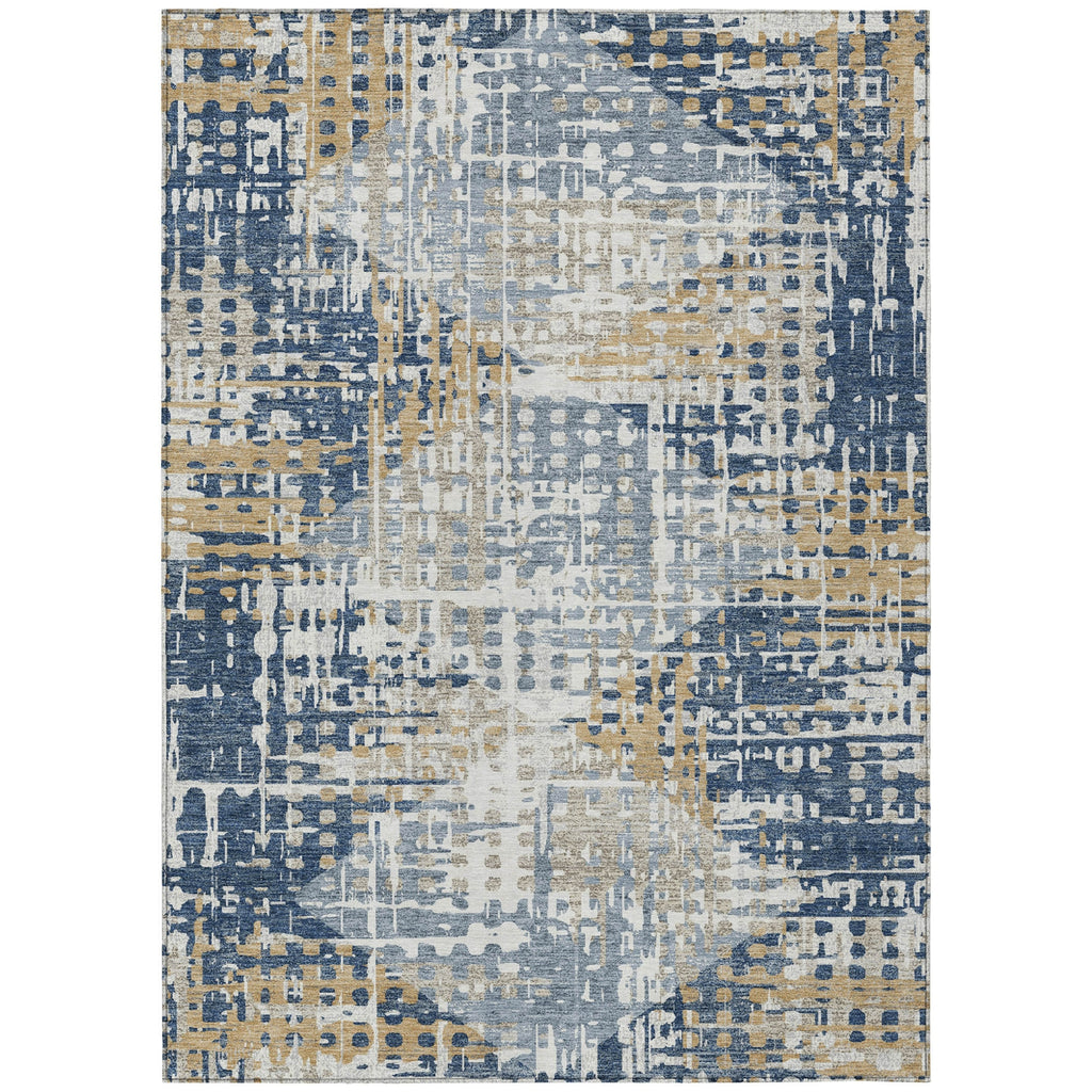 Piper Looms Chantille Geometric ACN2116 Navy Machine Washable Area Rug main image