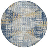 Piper Looms Chantille Geometric ACN2116 Navy Machine Washable Area Rug Round Main Image