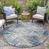 Piper Looms Chantille Geometric ACN2116 Navy Machine Washable Area Rug Round Outdoor Lifestyle Image Feature
