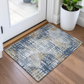 Piper Looms Chantille Geometric ACN2116 Navy Machine Washable Area Rug Scatter Lifestyle Image Feature