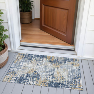 Piper Looms Chantille Geometric ACN2116 Navy Machine Washable Area Rug Scatter Outdoor Lifestyle Image Feature