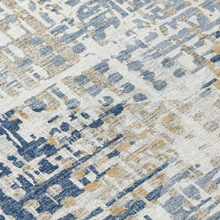 Piper Looms Chantille Geometric ACN2116 Navy Machine Washable Area Rug Swatch Image