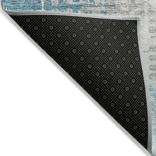 Piper Looms Chantille Geometric ACN2116 Teal Machine Washable Area Rug Backing Image