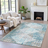 Piper Looms Chantille Geometric ACN2116 Teal Machine Washable Area Rug Lifestyle Image Feature
