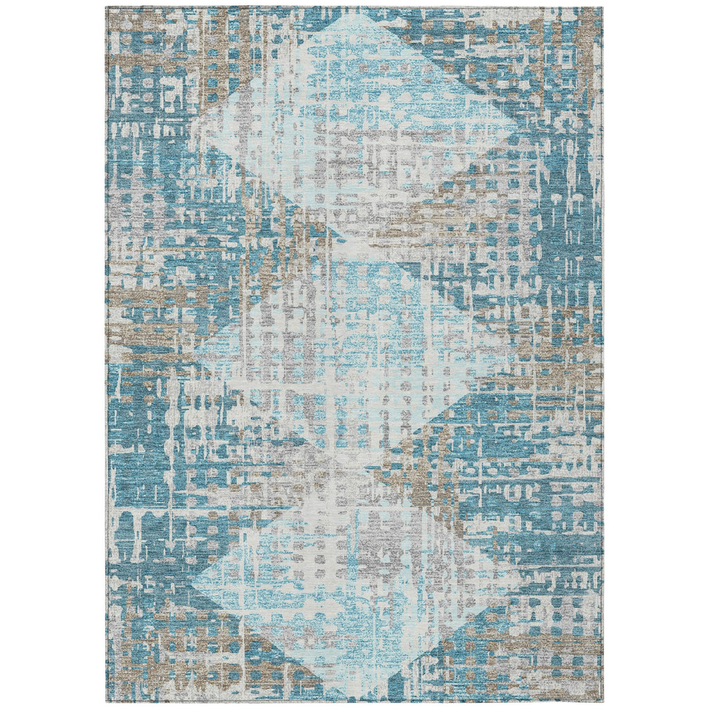 Piper Looms Chantille Geometric ACN2116 Teal Machine Washable Area Rug main image