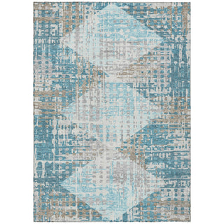Piper Looms Chantille Geometric ACN2116 Teal Machine Washable Area Rug main image