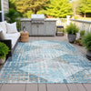 Piper Looms Chantille Geometric ACN2116 Teal Machine Washable Area Rug Outdoor Lifestyle Image Feature