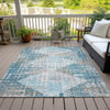 Piper Looms Chantille Geometric ACN2116 Teal Machine Washable Area Rug Outdoor Lifestyle Image Feature