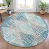 Piper Looms Chantille Geometric ACN2116 Teal Machine Washable Area Rug Round Lifestyle Image Feature