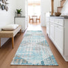 Piper Looms Chantille Geometric ACN2116 Teal Machine Washable Area Rug Runner Lifestyle Image Feature