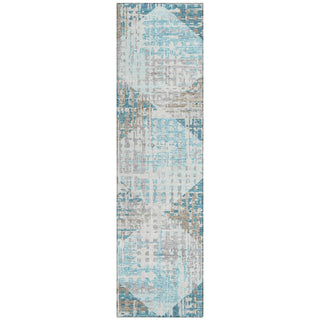 Piper Looms Chantille Geometric ACN2116 Teal Machine Washable Area Rug Runner Main Image
