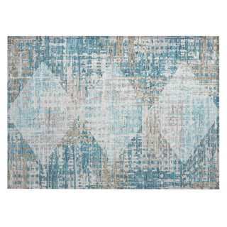 Piper Looms Chantille Geometric ACN2116 Teal Machine Washable Area Rug Scatter Main Image