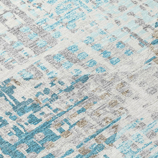 Piper Looms Chantille Geometric ACN2116 Teal Machine Washable Area Rug Swatch Image