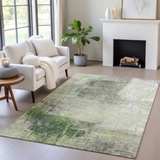 Piper Looms Chantille Abstract ACN2117 Aloe Machine Washable Area Rug Lifestyle Image Feature