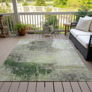 Piper Looms Chantille Abstract ACN2117 Aloe Machine Washable Area Rug Outdoor Lifestyle Image Feature