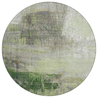 Piper Looms Chantille Abstract ACN2117 Aloe Machine Washable Area Rug Round Main Image