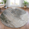 Piper Looms Chantille Abstract ACN2117 Putty Machine Washable Area Rug Round Lifestyle Image Feature