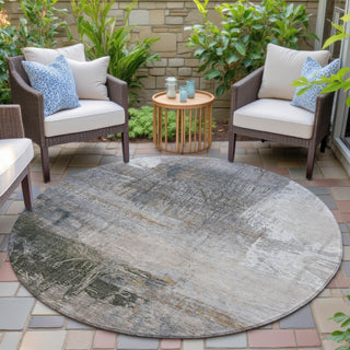 Piper Looms Chantille Abstract ACN2117 Putty Machine Washable Area Rug Round Outdoor Lifestyle Image Feature