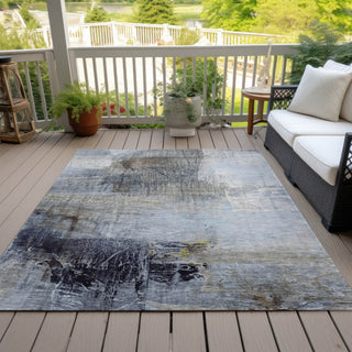 Piper Looms Chantille Abstract ACN2117 Sky Machine Washable Area Rug Outdoor Lifestyle Image Feature