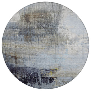 Piper Looms Chantille Abstract ACN2117 Sky Machine Washable Area Rug Round Main Image