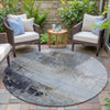 Piper Looms Chantille Abstract ACN2117 Sky Machine Washable Area Rug Round Outdoor Lifestyle Image Feature