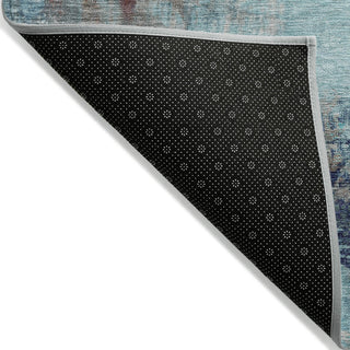 Piper Looms Chantille Abstract ACN2117 Teal Machine Washable Area Rug Backing Image